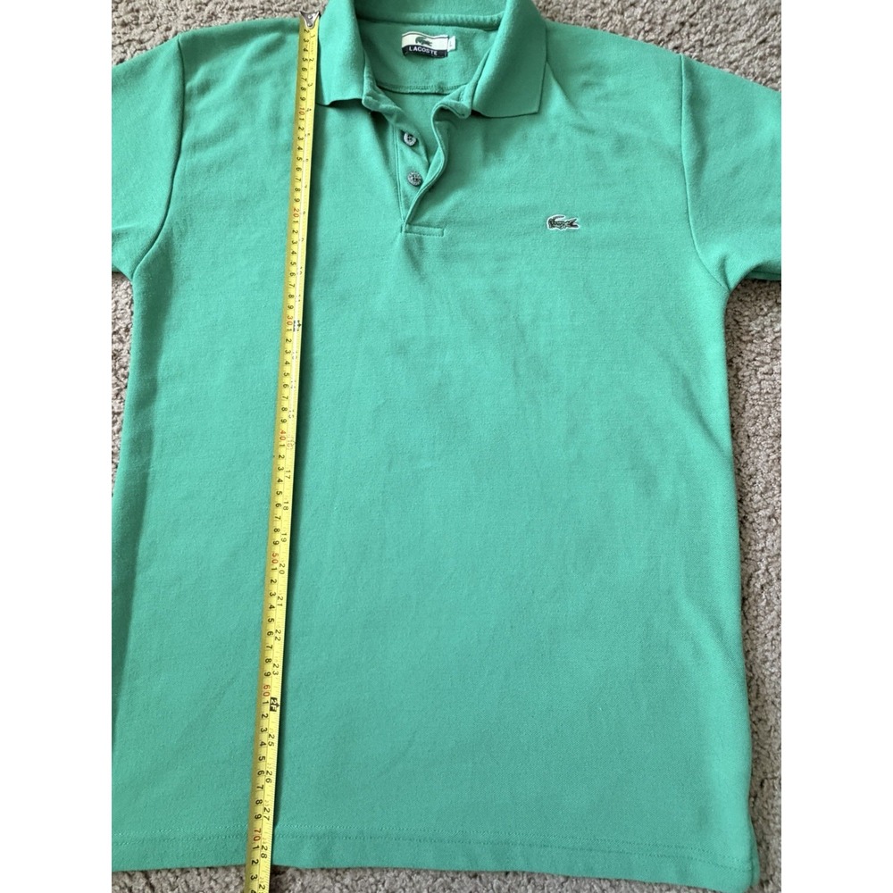 Lacoste Short Sleeve Polo Shirt Solid Green Embroidered Gator Logo Large JBHS - Picture 4 of 11